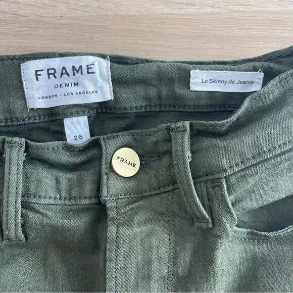 Frame Denim Le Skinny de Jeanne Ankle Jeans Forest Green 26 - Picture 6 of 9